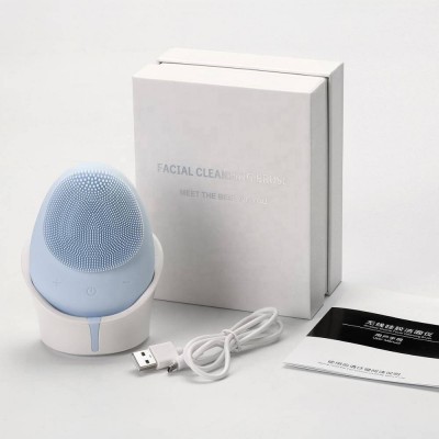 Wholesale Personal Care Wireless charging Silicone Face Ultrasonic Scrubber Waterproof Vibrating Facial Skin Cleansing Brush