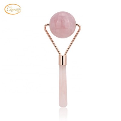 Chprety hot selling lucky stone rose quartz hand-polish jade facial tool handheld massage roller